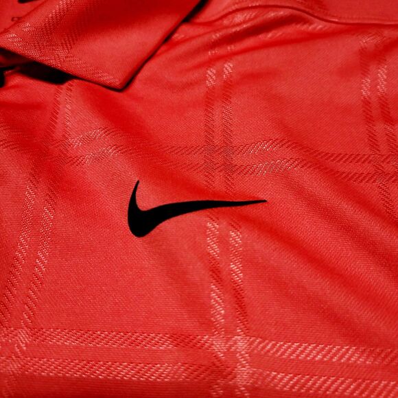 NIKE Golf Dri-Fit DA2969-631 Vapor Texture Plaid Red Orange Polo Shirt NWOT - Picture 6 of 10